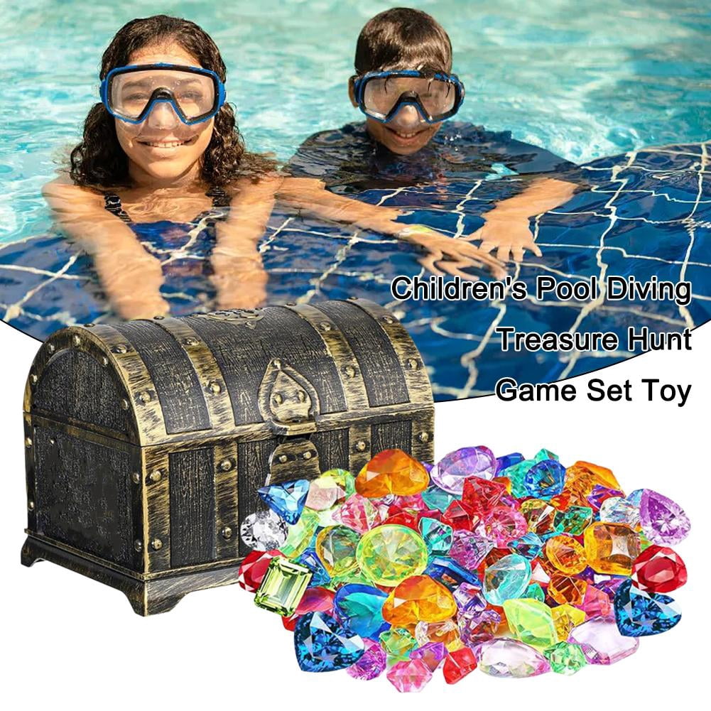 147 Pieces Pirate Treasure Chest Toy Box with Lock and 1 Treasure Map 100 Colorful Gems Earrings 2 40 Skeleto 4 Pirate