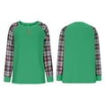 thumbnail image 7 of Lenpel Women's Crewneck Sweatshirts Plaid Long Sleeve Color Block Tunic Tops Casual Pullover Sweatshirts Fall Winter Fashion Outfits(Green,Small), 7 of 7