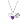 thumbnail image 2 of Delight Jewelry Silvertone Cat Head Silhouette - Purple Heart Nurse Strong Zoe Necklace, 2 of 4