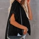 thumbnail image 5 of Dinheiro Camisa holgada a cuadros fina a rayas de manga corta con cuello en V para mujer (negro), L,, 5 of 6