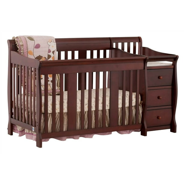 Portofino Fixed Side Convertible Crib Changer in Cherry Finish