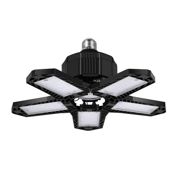 VerPetridure Led Five-Leaf Garage Light Deformation Folding High Bay Light 80W Black White Light