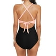 thumbnail image 4 of Womens One Piece Swimsuit with Tummy Control, High Waisted Cutout Design, Front Lace Up & Wrap Tie Back, 4 of 5