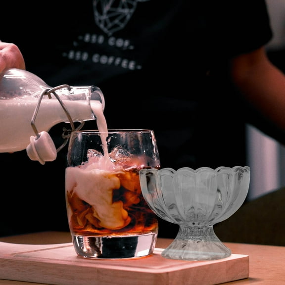 HAMPPLIES Glass Parfait Cups Ice Cream Pudding Glass Cup Transparent 5Pcs