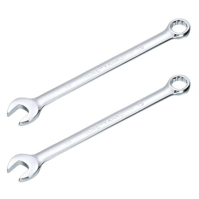 2packs 15mm Combination Wrench with Offset 12-Point Box End and Angled Open End