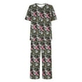 thumbnail image 3 of felwors PrinStory Women's Pajama Set Short Sleeve Shirt and Capri Pants Sleepwear Pjs Sets with Pockets Dark Gray, L, 3 of 4