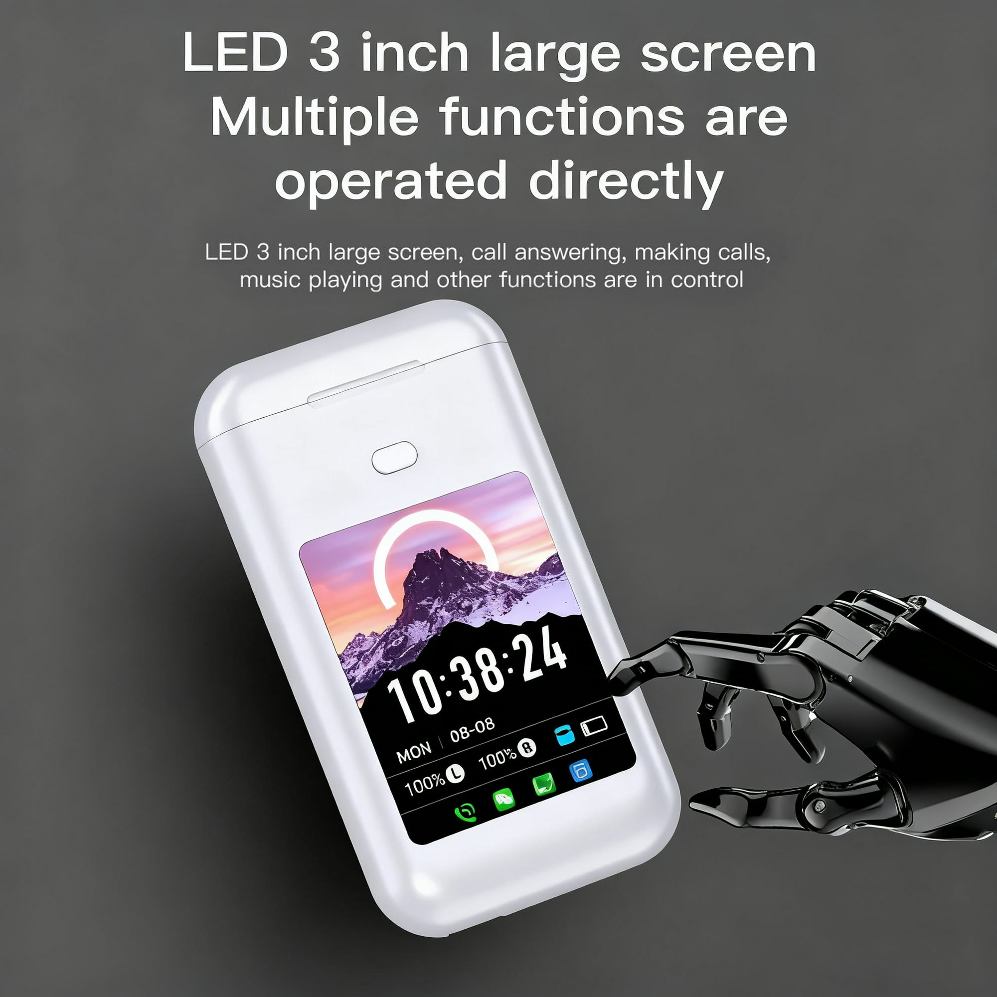 LC-dolida 3 in 1 AI Translation Bluetooth Earphones, 3" Touch Screen with 5000mAh Power Bank, ANC/ENC Noise Cancelling, WhatsApp/FB/Skype Msg Display (Black)