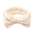 thumbnail image 2 of Spa Headband, Soft Makeup Headband with Cute Bow Elastic Face Wash Hairband for Skincare Facial Mask Showers Beige, 2 of 3