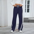 thumbnail image 3 of BRDFRL Y2K Vintage Track Pants Women Low Waist Side Striped Drawstring Straight Leg Loose Fit Joggers Navy M, 3 of 7