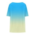 thumbnail image 4 of Plus Size Outfits for Women Summer Gradient Color Pleated Flowy Tunic Tops Loose Crewneck Short Sleeve Tshirts (XL, Sky Blue), 4 of 5