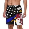 thumbnail image 5 of Men's 2 in 1 Swim Trunks with Compression Liner Thin Blue Line Maryland Flag Quick Dry Beach Shorts, 5 of 6
