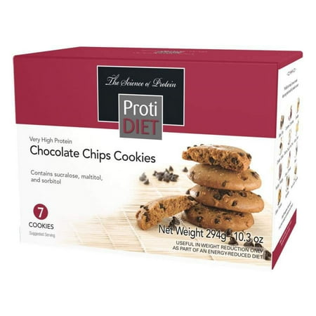 ProtiDIET Protein Chocolate Chip Cookies - 45g Cookie with 15g Protein - No Trans Fat, High Protein Healthy Chocolate Snacks, Satisfying Post-Workout Treat - 7 Protein Cookies Per Box