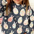 thumbnail image 6 of Girls Easter Sweatshirt Bunny Egg Print Long Sleeve Crewneck Pullover Multicolor Spring Tops for Kids 1-15 Years,Size 8-9 T, 6 of 6