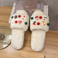 thumbnail image 6 of Lovskoo 2024 Christmas Slippers for Women And Men Couple Shoes Flat Fleece Non-Slip Home Shoes Linen Comfortable Platform Slippers Beige, 6 of 7