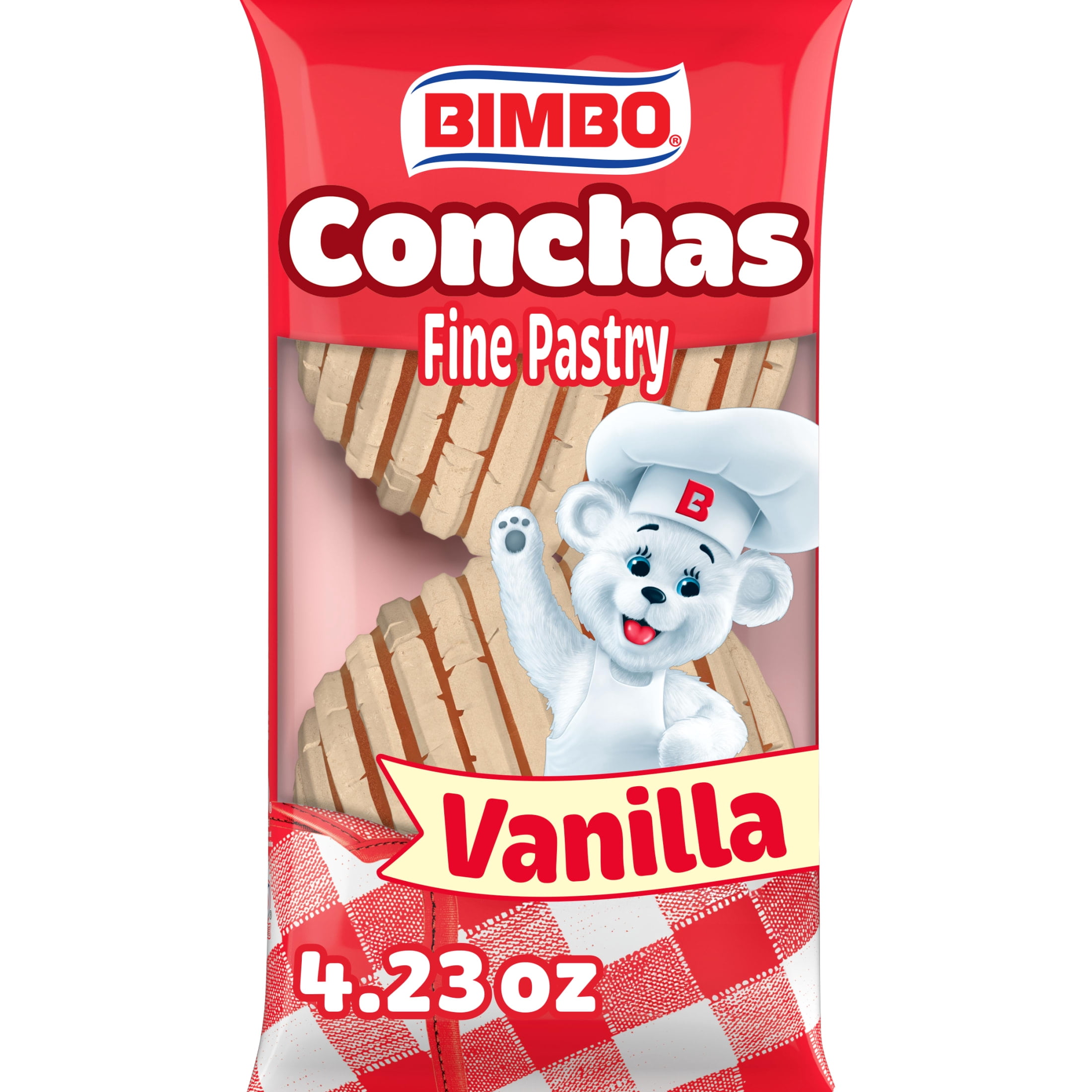 (3 pack) Bimbo Conchas Vanilla Fine Pastry, 2 count, Pastries, 4.23 oz Bag
