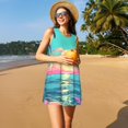 thumbnail image 3 of Disketp Retro Palm Beach Sunset para Vestido sin Mangas para Mujeres, Vestidos de Verano para Mujeres, Casual y Holgado para la Playa, 3 of 7