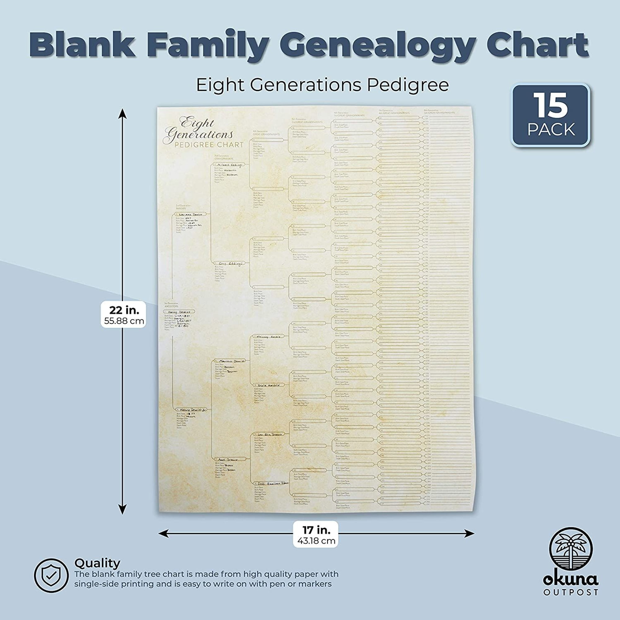 12 Generations Genealogy Organizer Notebook: A History of Family Tree with  Nice Pedigree Chart and Details Sheets (Genealogy Workbook, Forefathers of