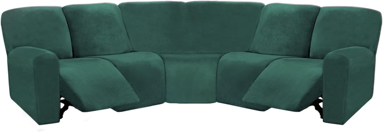 7Piece L Shape Sectional Recliner Sofa Covers, Velvet Stretch