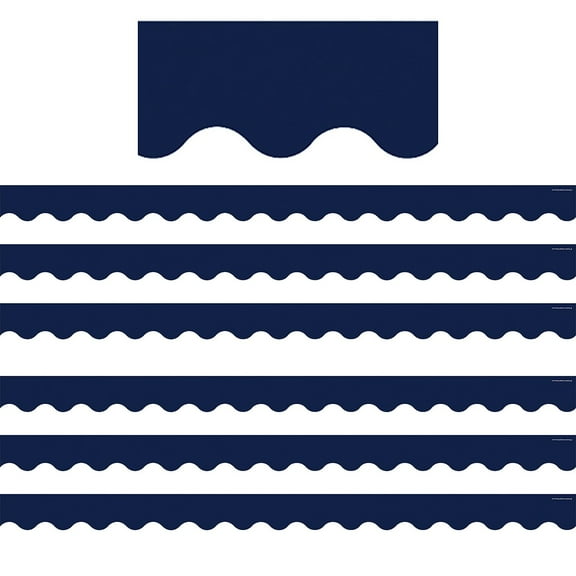 Teacher Created Resources Navy Scalloped Border Trim, 35 Feet Per Pack, 6 Packs