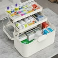 thumbnail image 2 of Penck  Locking Medicine Box,Plastic 3-Tier Aid Bin with Handle, Lock Box for Medicine, Medicine Lock Box, White, 2 of 5
