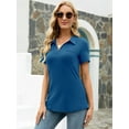 thumbnail image 4 of LOMON Womens V Neck Polo Shirts Short/Long Sleeve Collared Tops Loose Casual Tunic Blouses with Pocket, 4 of 7