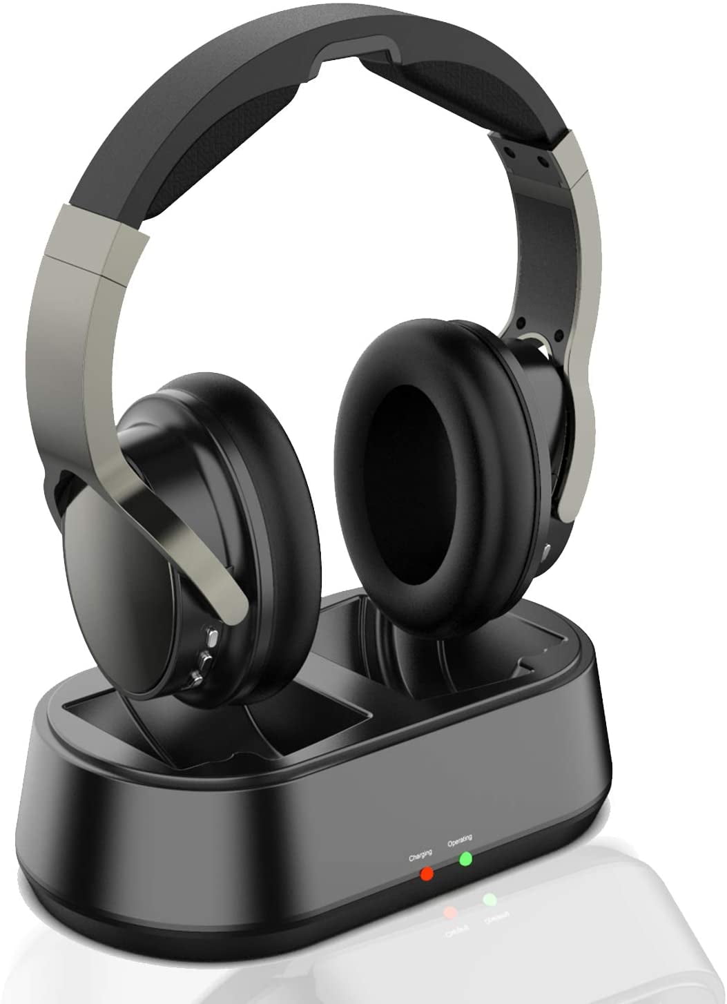 Rybozen Wireless TV Headphones with Transmitter Dock, Over-Ear Cordless Headset with RCA / 3.5MM Input