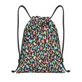 thumbnail image 1 of Xecao Alphabet Pattern Sports Drawstring Backpack - String Swim Gym Bag with Wet Proof Pocket for Women&Men-Small, 1 of 6