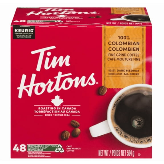 Tim Hortons Coffee 100% Colombian Dark Medium 48 K-Cups 504g