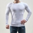 thumbnail image 2 of T-Shirts pour Hommes, Col Rond, Tricoté, Patchwork, Base, Blanc, Sortie, Automne, Taille TTTG, 2 of 6