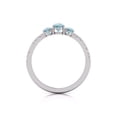 thumbnail image 5 of Three Stone Round and Oval Shape Natural Aquamarine Gemstone Ring in 14K White Gold (Size: 9.5), 5 of 6