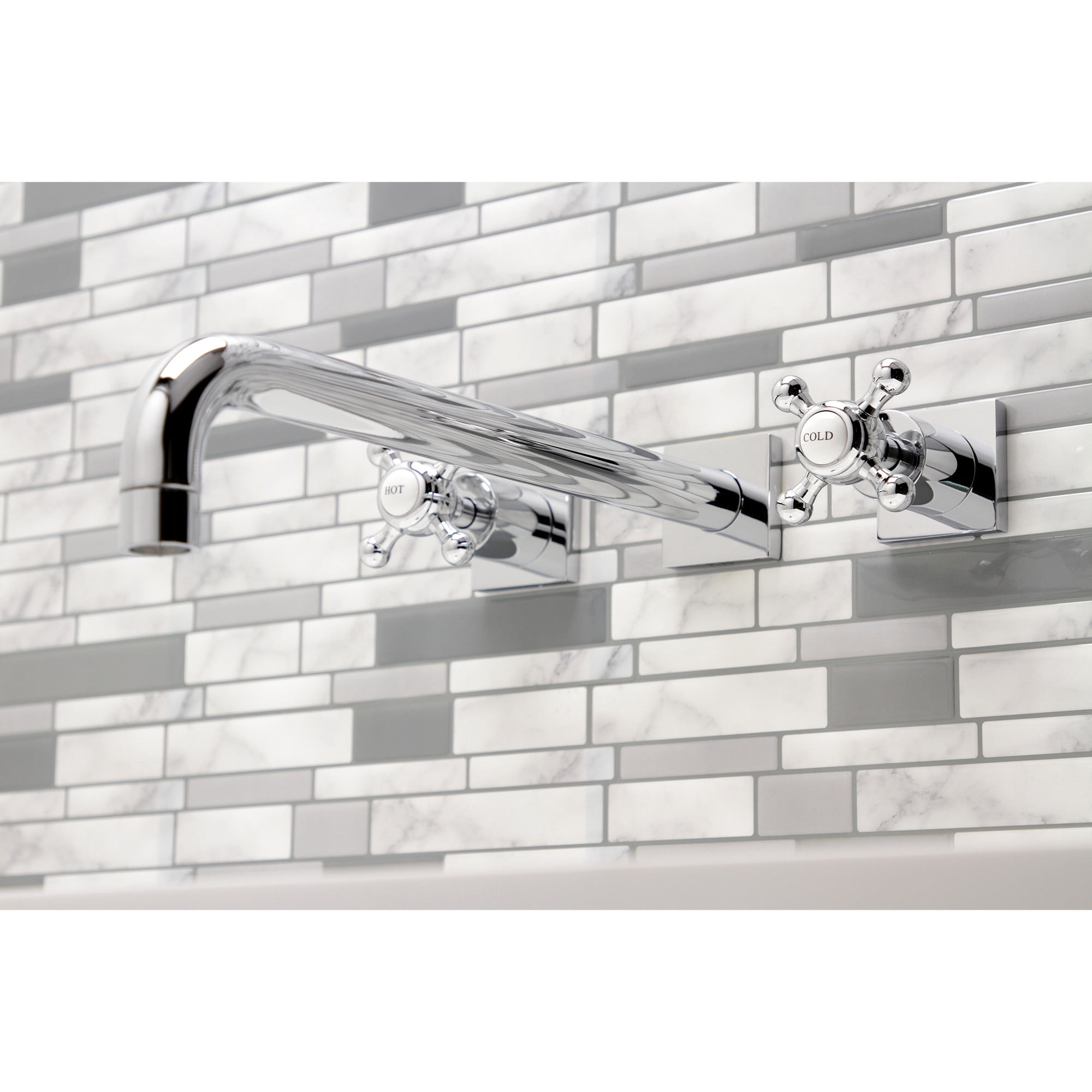 Kingston Brass KS6041BX Metropolitan Two-Handle 3-Hole Wall Mount Roman Tub Faucet in Polished Chrome