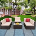 thumbnail image 6 of Lacoo 6 Pieces Outdoor Sectional Sofa Set PE Wicker Rattan Sectional Seating Group with Cushions and Table, Beige, Sectional Sets, 6 of 6