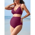 thumbnail image 4 of V Neck Two Piece Swimwear for Maternity High Waisted Pregnancy Bikini Set Pregnancy Swimsuit, 4 of 6