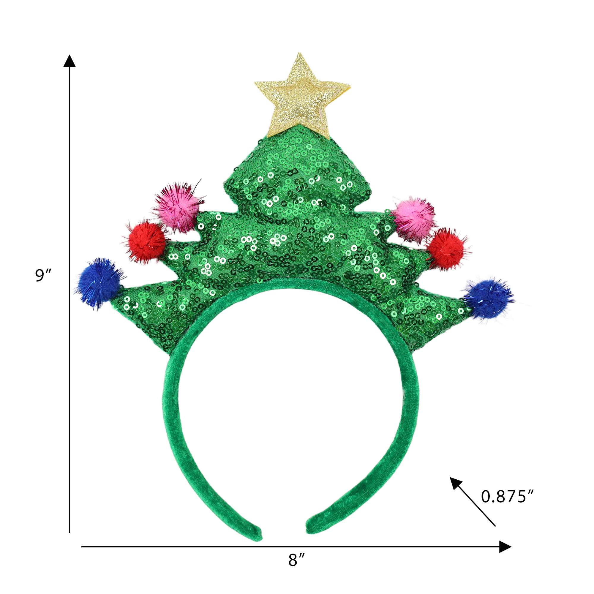 Holiday time big tree headband,9 inch height,green colour