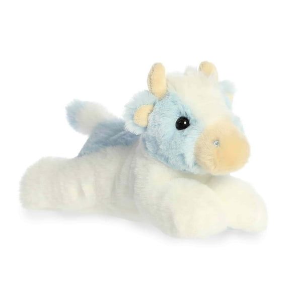 Aurora - Small Blue Adorable Stuffed Animal - 8.5" Billie Blueberry Cow - Mini Flopsie