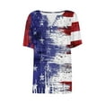 thumbnail image 5 of Odbmxy T-Shirts Women Independence Elbow-Length V-Neck Plus Size Tops for Women Leisure Loose Fancy Summer Striped Holiday Tops, 5 of 5