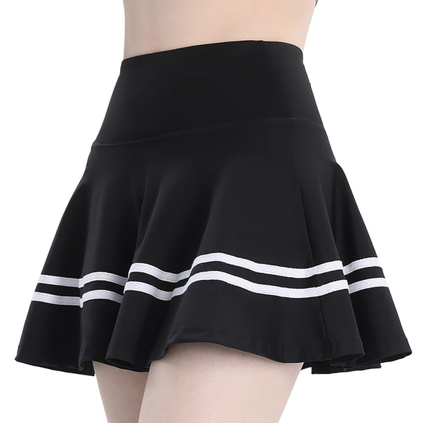 Gibobby Shorts Gym Mujer Falda deportiva de tenis Fitness Running Pantalones de yoga de cintura alta(Negro, XL)