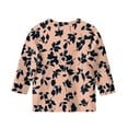 thumbnail image 3 of XADYUY Girls Shirts Size 14-16 Crewneck Floral Print Tshirts Toddler 3/4 Sleeve Toddler Girls T-Shirts Summer Dressy Cotton Loose Tee Tops Girls 5-6 Years,Pink, 3 of 5