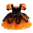 thumbnail image 7 of Mnyotv Irregular Mesh Dresses for Girl Halloween Outfits Puff Sleeve Dress Witch Hats and Pumpkin Buckets Size 9-10Y, 7 of 7