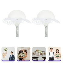 LOLIPPYY 2Pcs Bridal Flower Bouquet Holders White Decorative Handles for DIY Wedding Bouquets
