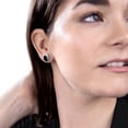 thumbnail image 3 of Gemistry Judy Crowell Jewelry Sterling Silver Black Enamel Cubic Zirconia Stud Earrings, 3 of 5