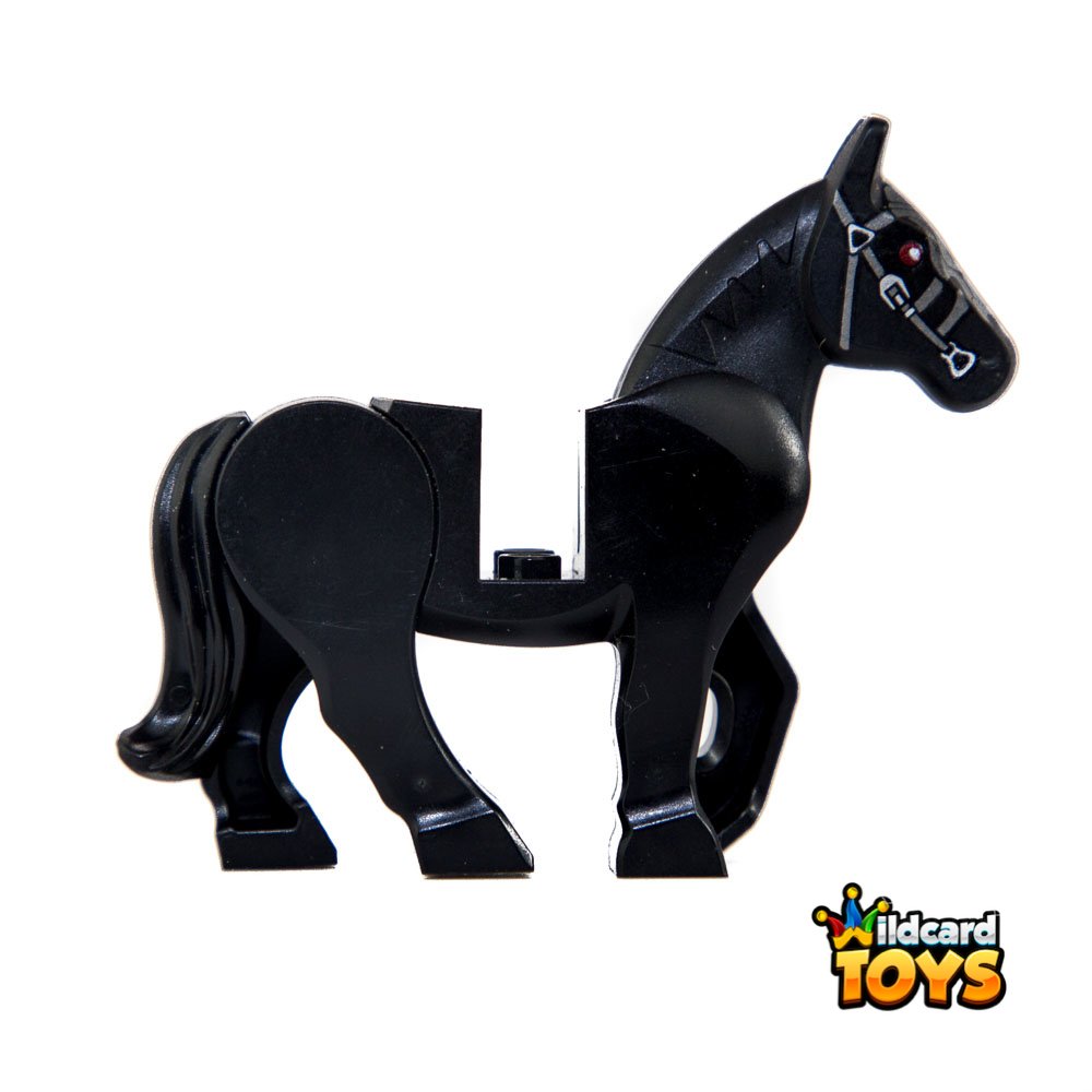 LEGO Animal Black Horse, Moveable Legs with Dark Red Eyes, White Pupils and Pearl Dark Gray