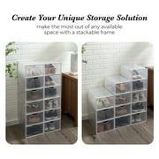 Simplify Set of 12 Plastic Stackable Shoe Boxes in White