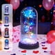 thumbnail image 1 of Adorno De Rosa Bajo Una Cúpula De Cristal 1Pcs Gold-Leaf Rose Glass Dome with LED Fairy Lights and Decorative Beads Luxurious Valentine's Day Birthday Anniversary Gift 9.84x4.33" JASKFLY, 1 of 9