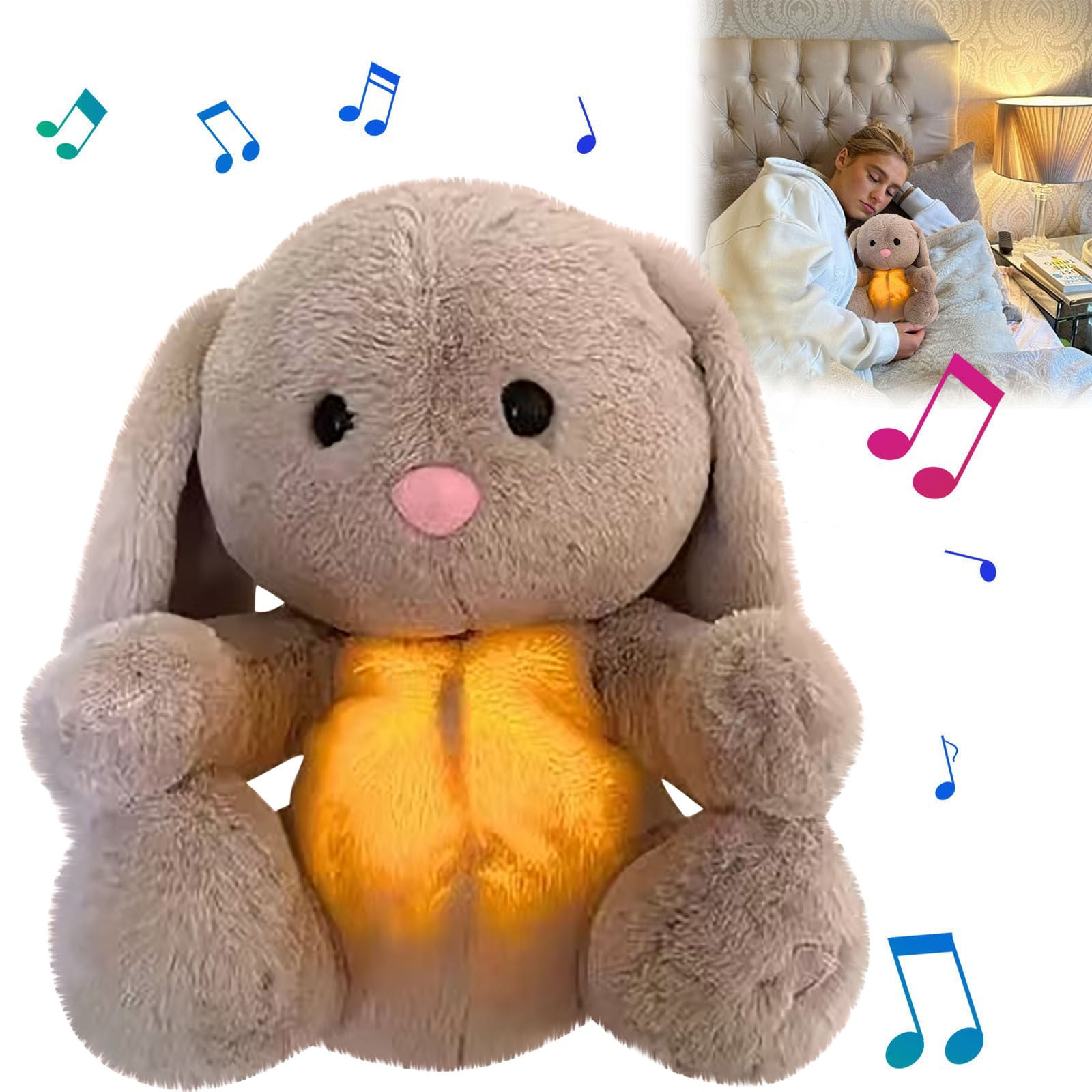 JSCDRPDWL Baby Soother Cry Activated Sensor Toys,Heartbeat Bunny for Babies,Plush Stuffed Animal for Newborn Infants Baby Toy Vibrating with Mom’s Heartbeat,Baby Shower Gifts for Girls and Boys