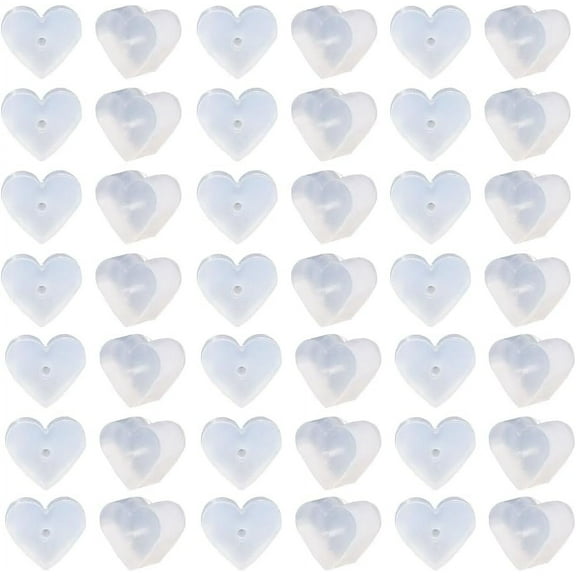 100Pcs Silicone Back Earring Stoppers Clear Earring Backs Small Soft Safety Full Covered Heart Shaped Ear Nuts Transparent for Studs Jewelry Making Supplies Craft Beginner Clear DIY