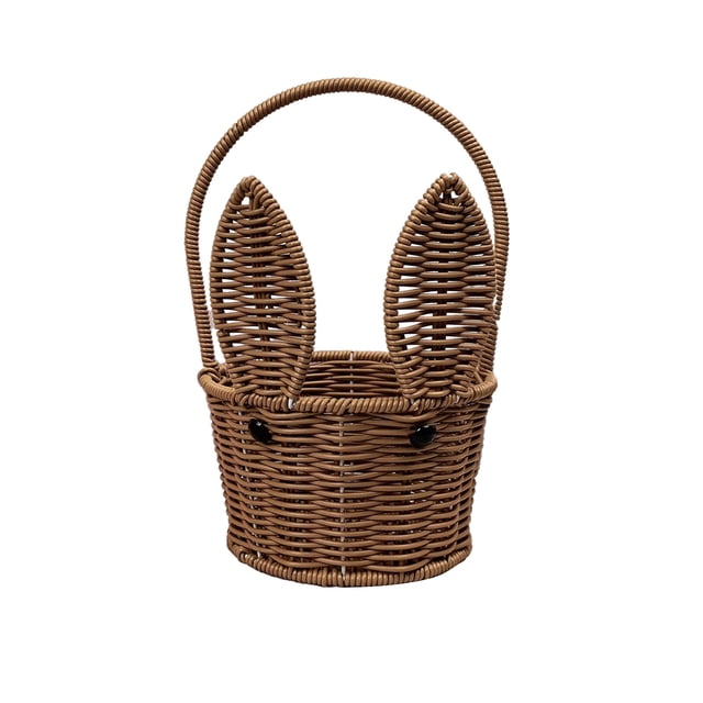Ohufall Easter Decor Storage Basket Bunny Ear Design Imitation Rattan Woven Easter Home Decor Organizer