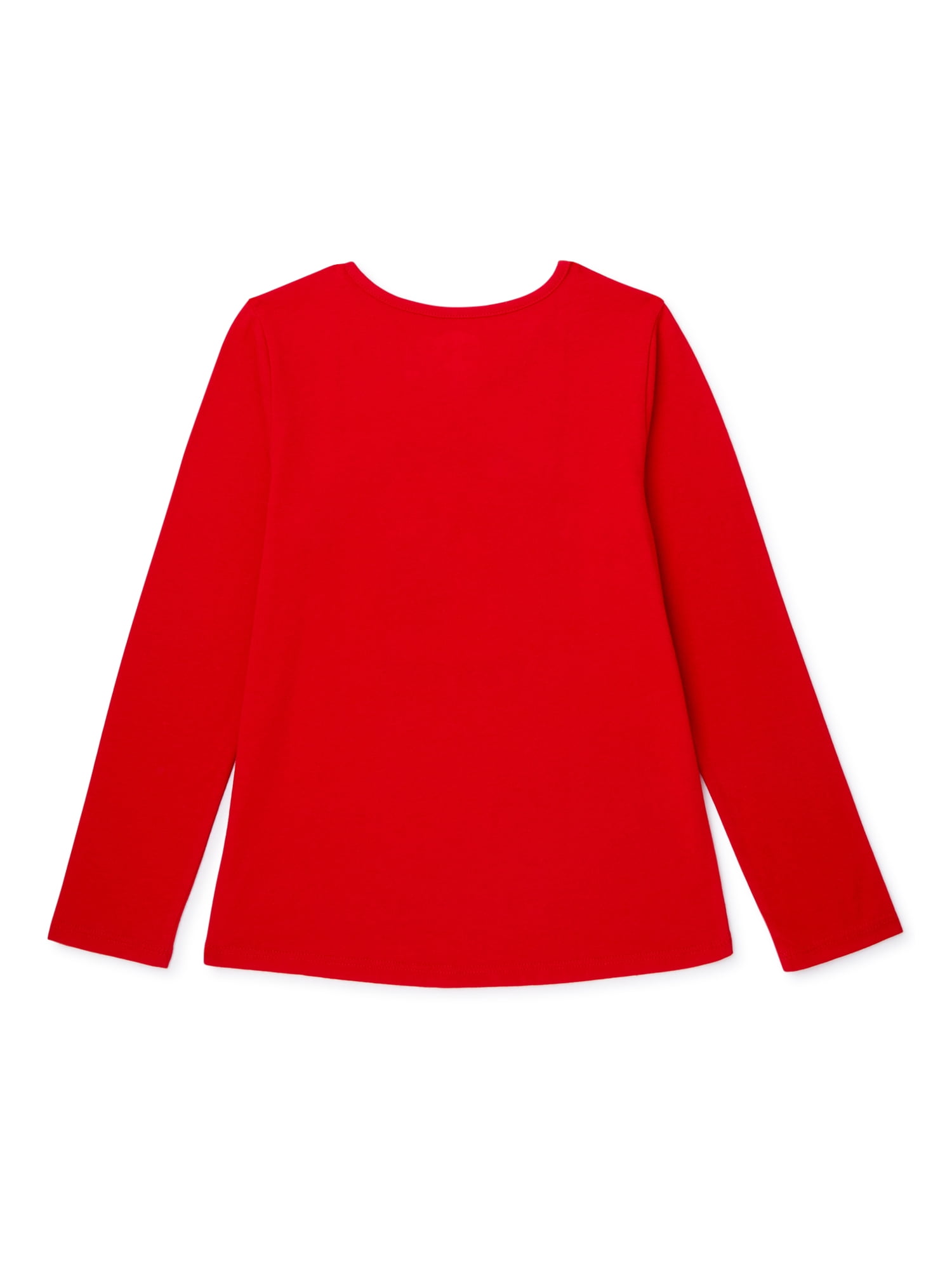 Holiday Time Girls Christmas Santa Long Sleeve T-Shirt, Sizes 4-18