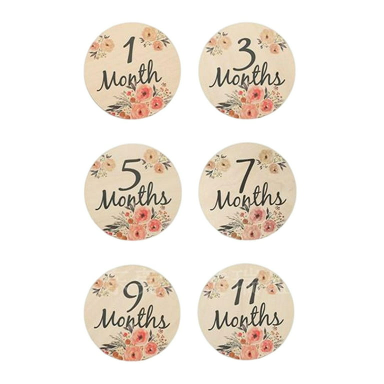 Baby Milestone Cards Wooden Monthly Cards Newborn Photo Props Growth Decor