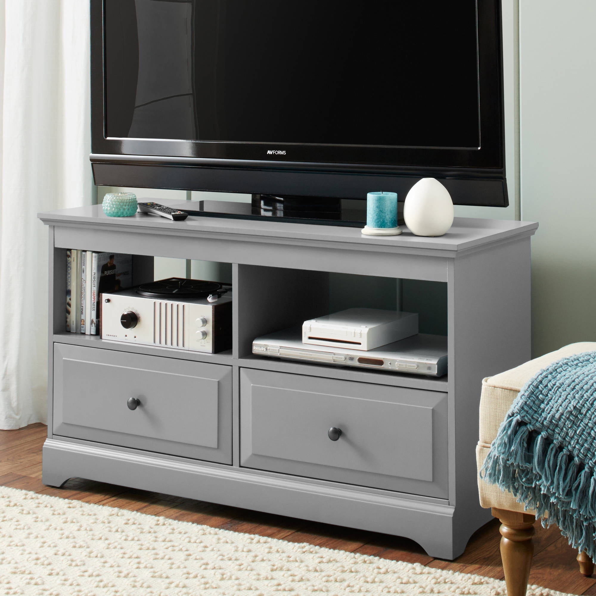 Harper Blvd Mockingbird Antique White Media Stand - Walmartcom Harper Blvd Mockingbird Antique White Media Stand - Walmartcom